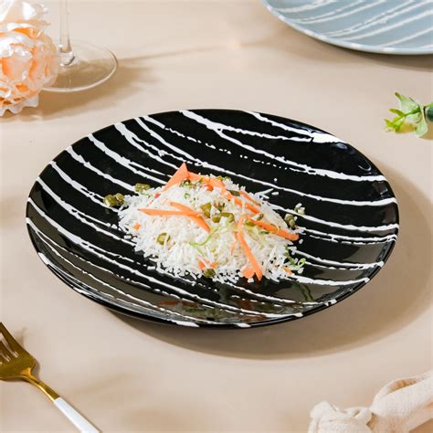Sleek Abstract Patterned Dinner Plate Black 9.5 Inch Online - Premium ...