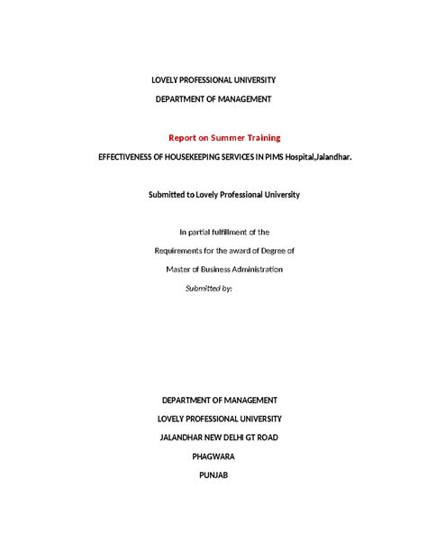 Project for completion of course - LOVELY PROFESSIONAL UNIVERSITY ...