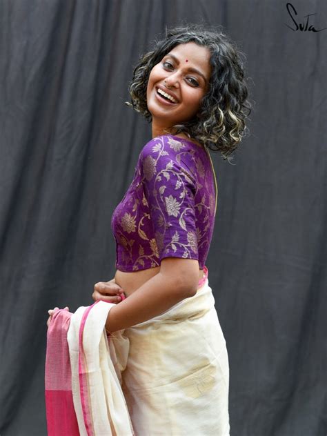 Silk Purple V Neck Blouse With Floral Design|Swarna Kamal|Suta