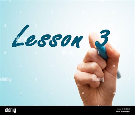Hands with pen writing on screen lesson 3 Stock Photo - Alamy