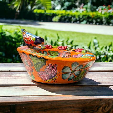 Artisanal Talavera Bird Bath | Handcrafted Mexican Ceramic Art ...