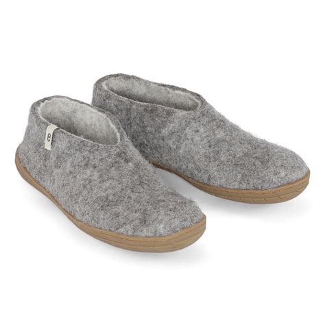 Rubber Sole / Felted Wool Shoe Slippers / Natural Grey - Etsy