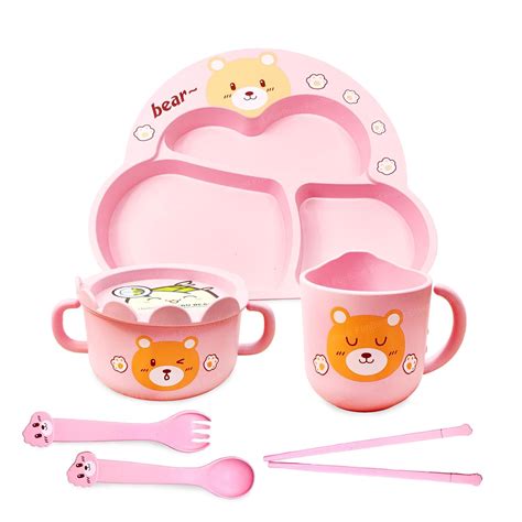 FunBlast Children Dinnerware Set - Bamboo Fibre Feeding Set for Kids ...