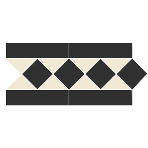 Victorian Black And White Pattern Border Tile - Sold by Sheet