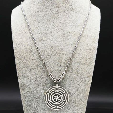 Buy Hecate's Wheel Strophalos of Hekate Symbol Necklace Metal Chain ...