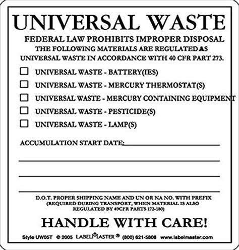 Image result for Universal Waste Label