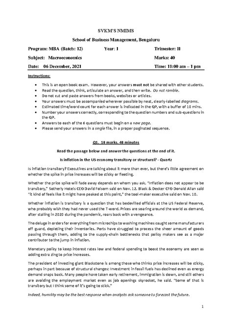 MBA 12- Trim II Macroeconomics - 06-12-2021 11 am to 1pm - 1 SVKM’S ...
