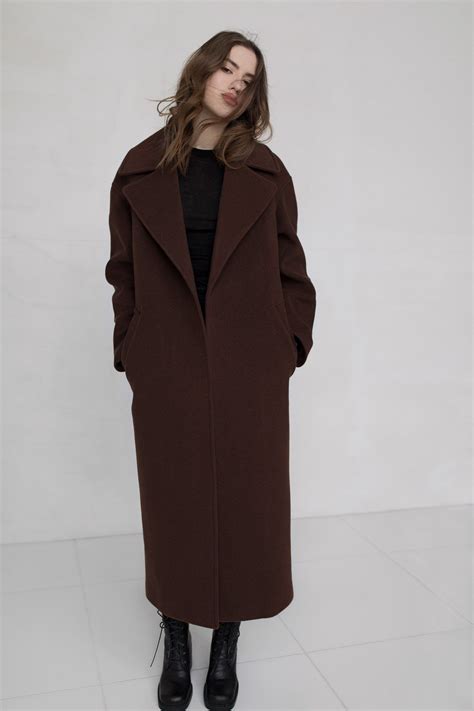 Brown Woman Coat / Warm Wool Coat / Wrap Wool Overcoat / Long Soft Wool ...