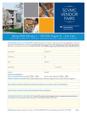 Fillable Online scvmc vendor fairs - VMC Foundation Fax Email Print ...