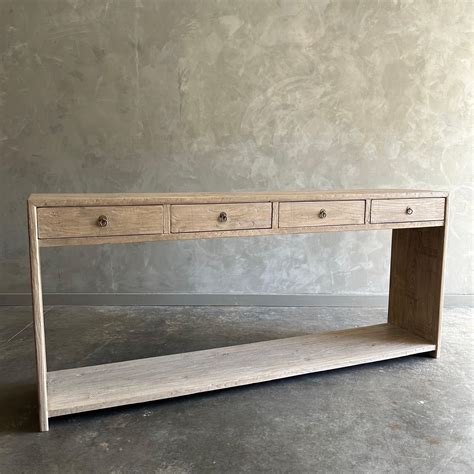 Elm Wood Console Table with Drawer in Natural Finish 80" For Sale at ...
