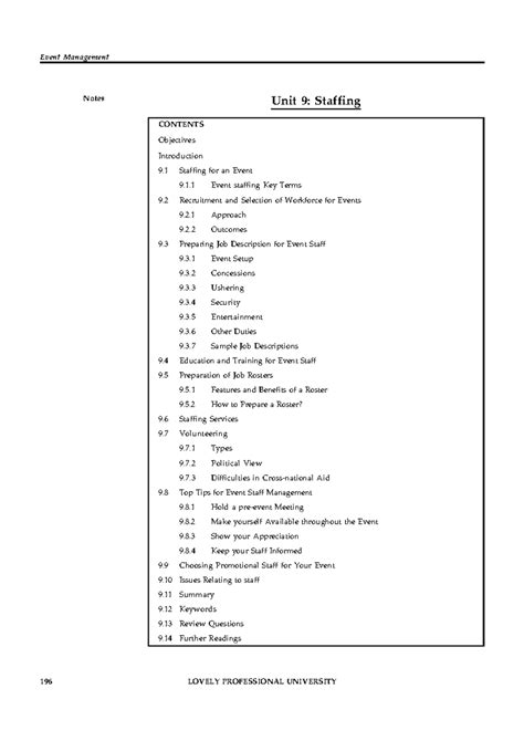 Event Management - UNIT9 - Event Management Notes Unit 9: Staffing ...