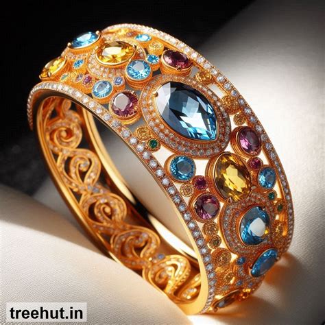 Gemstone Studded Gold Bangle Design Ideas, Jewelry Design Ideas