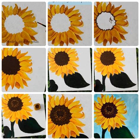 Sunflower Painting Tutorial Acrylic - SUNFLOWER
