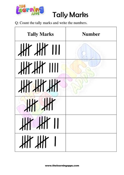 Example Of A Tally Chart For Kids