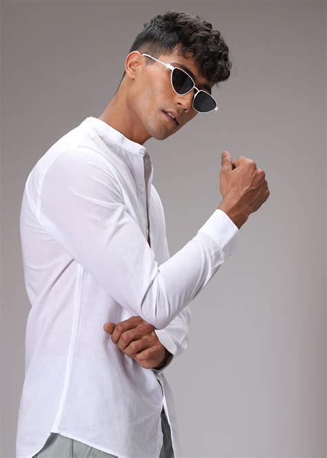 Glaze White Plain Cotton Shirt