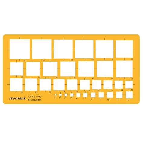 Isomars 34-Square Shapes-Symbols Drafting Drawing Template Stencil ...