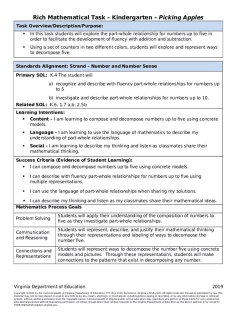 apples task template. mathematics Doc Template | pdfFiller