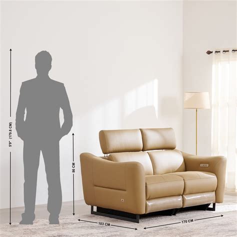 Buy Andre Half Leather 2-Seater Electric Recliner - Beige from Home ...