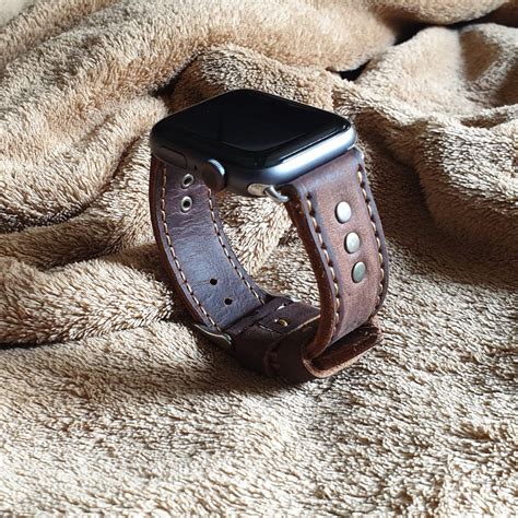 Handmade brown leather Apple watch strap - Indianleathercraft