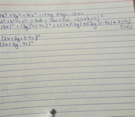 Factorise using identities. Also write the identities used. 4x^2 +9y^2 ...