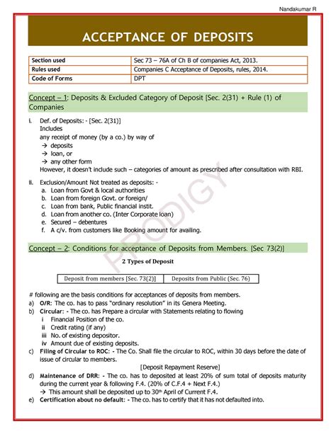 Deposits - Short Notes - Section used Sec 73 – 76A of Ch B of companies ...
