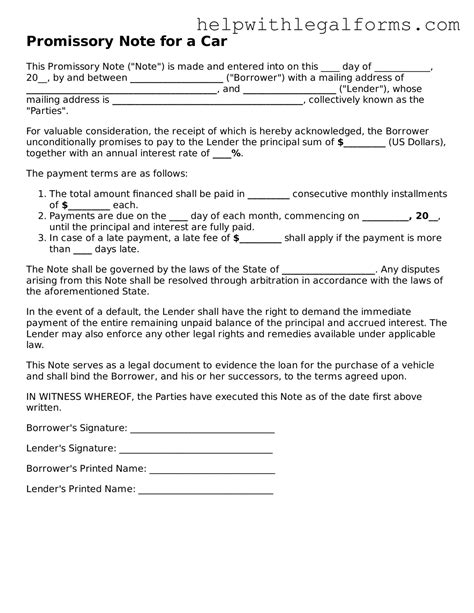 Image result for Car Promissory Note Form