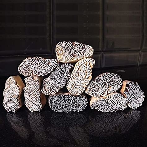 Royal Kraft Asian Leaf and Paisley Designs Wood Block Stamps (Set of 6 ...