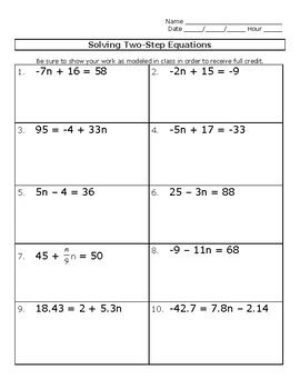 Image result for Solving a Two Step Equation with Integers