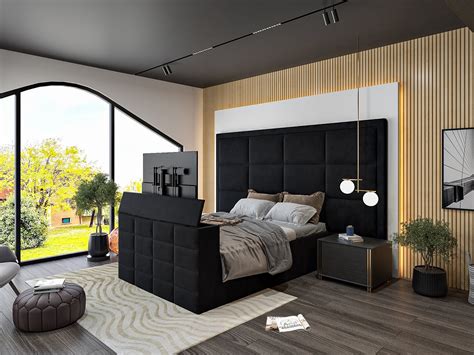 Arne Upholstered TV Bed Frame - Made In UK | Luxury Bed Online