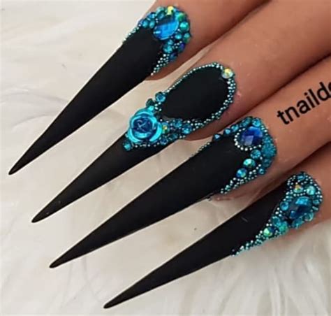 Goth Nails, Bling Nails, Rhinestone Nails, Glitter Nails, Dope Nail ...