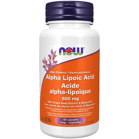 Alpha Lipoic Acid 600 mg Veg Capsules - Now Foods Canada