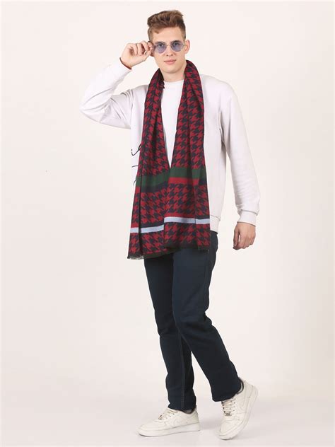 Buy Calvadoss Men Hounds Tooth Multi Color Muffler Online
