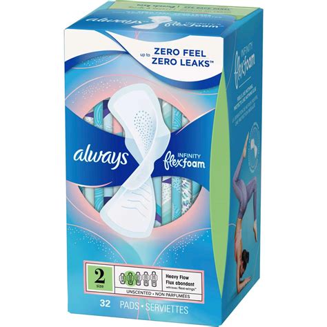 Always Infinity FlexFoam Pads Size 2 Heavy Flow Absorbency, Zero Leaks ...
