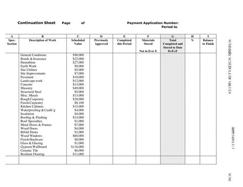 Free Printable Schedule Of Values Templates [PDF, Excel] Construction