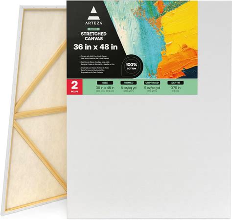 Arteza Lienzos para pintar cuadros, 36x48" (91,4 x 121,9 cm), pack 2 ...