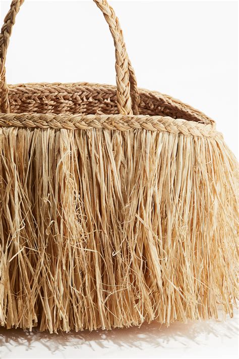 Fringed straw bag - Beige - Ladies | H&M IN