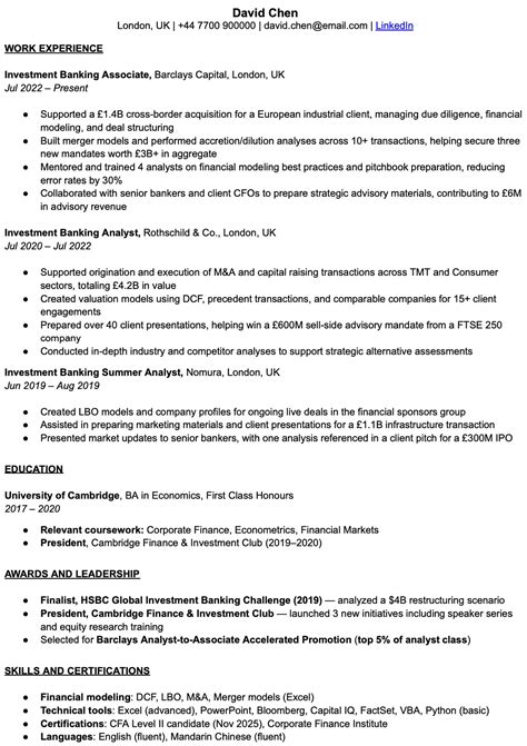 Investment Banking Resume Examples (JPM, Morgan Stanley) - IGotAnOffer