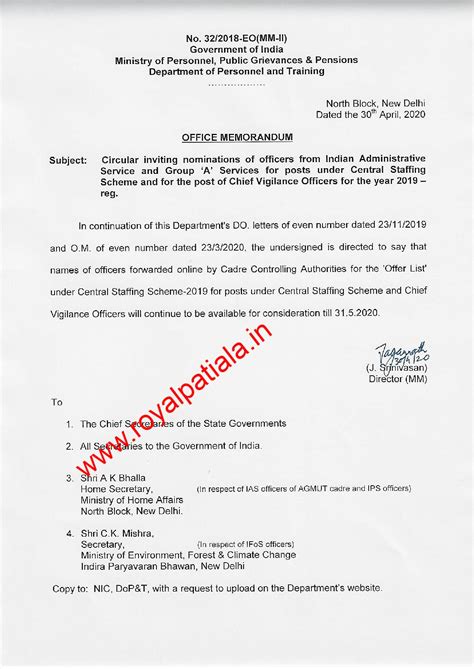 Govt extended date for IAS, Group A officers applying for posts under ...