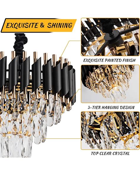 15" 5-Light Modern Crystal Chandelier Light Fixtures 3-Tier Gold Luxur ...