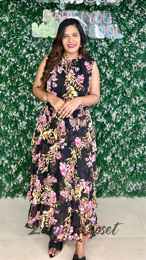Tiered Georgette Black Floral Dress – Zalyascloset