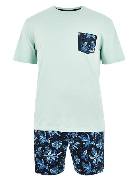 Buy Pure Cotton Leaf Print Pyjama Set at Marks & Spencer