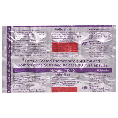 Neksium D 40 Capsule 10's Price, Uses, Side Effects, Composition ...