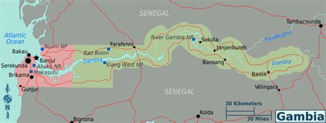 Large regions map of Gambia | Gambia | Africa | Mapsland | Maps of the World