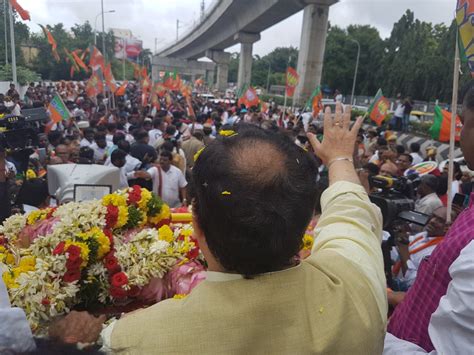 Photographs : Grand welcome of BJP Working President Shri J.P. Nadda ...