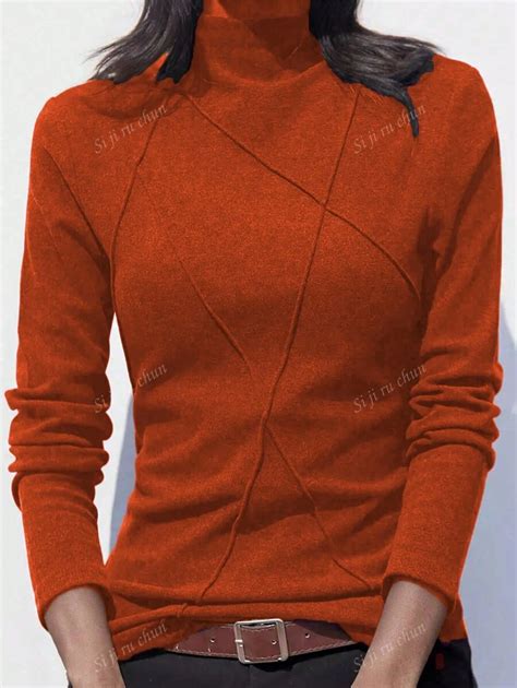 Thicken Thermal Lined Turtleneck Undershirt For Women, Autumn/Winter ...