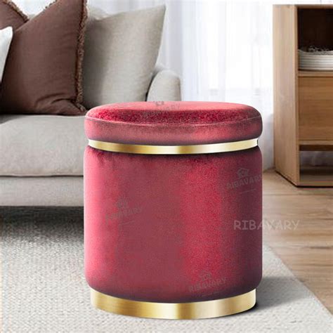 RIBAVARY Velvet Luxurious Sitting Stool for Bedroom & Living Room, Sofa ...
