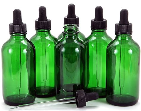 Vivaplex, 6, Green, 4 oz Glass Bottles, with Glass Eye Droppers ...