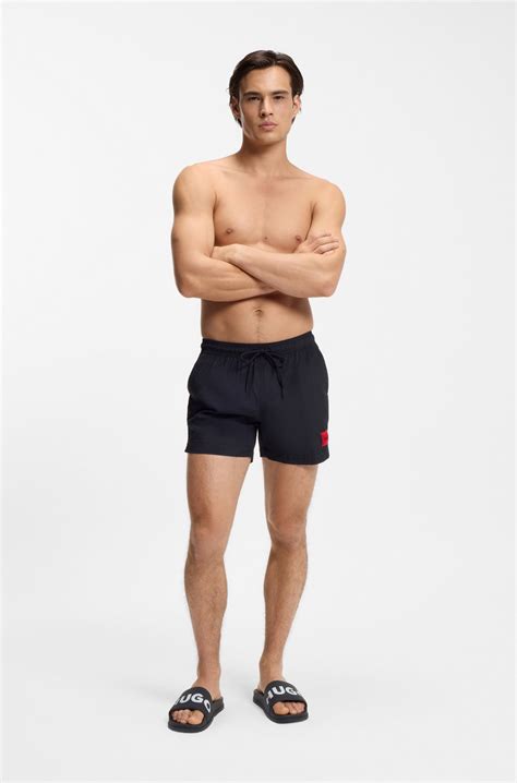 HUGO - Slides with logo strap - Black