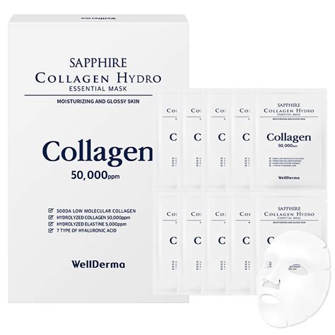 Wellderma Sapphire Collagen Hydro Essential Mask 10 Sheets Skin Soothi