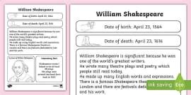 KS2 Facts about William Shakespeare PowerPoint - Twinkl